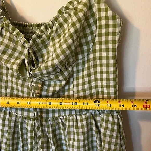 Cider Light Green and White Gingham Midi Dress NWT - Picture 10 of 13